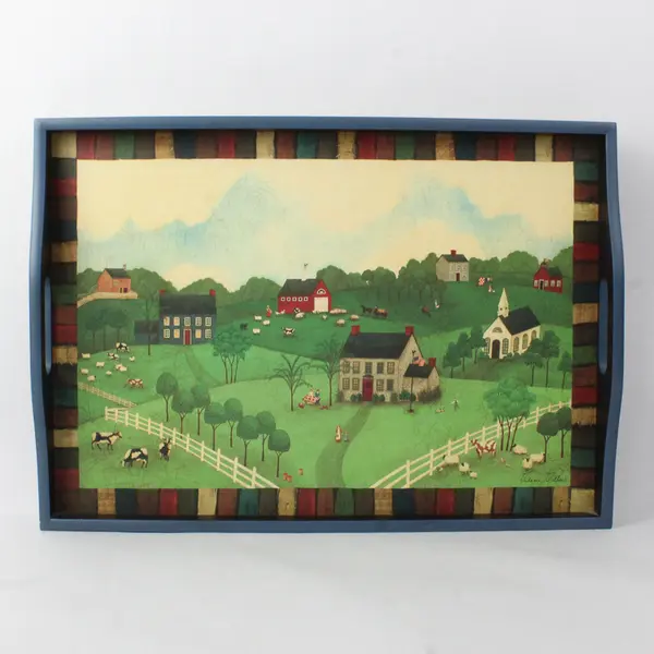 Hallmark Valerie Pillow Old Country Charm Wood Serving Tray 11.25" x 16.75"