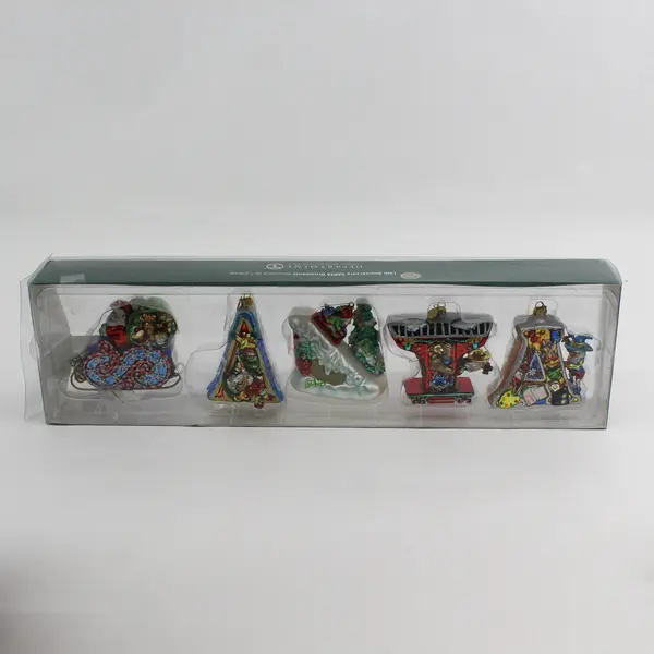  Dept 56 North Pole Series 15TH Anniversary Santa Glass Christmas Ornament Set