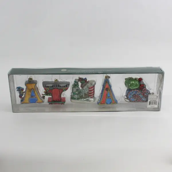  Dept 56 North Pole Series 15TH Anniversary Santa Glass Christmas Ornament Set