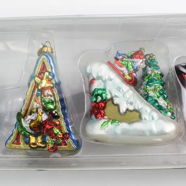  Dept 56 North Pole Series 15TH Anniversary Santa Glass Christmas Ornament Set