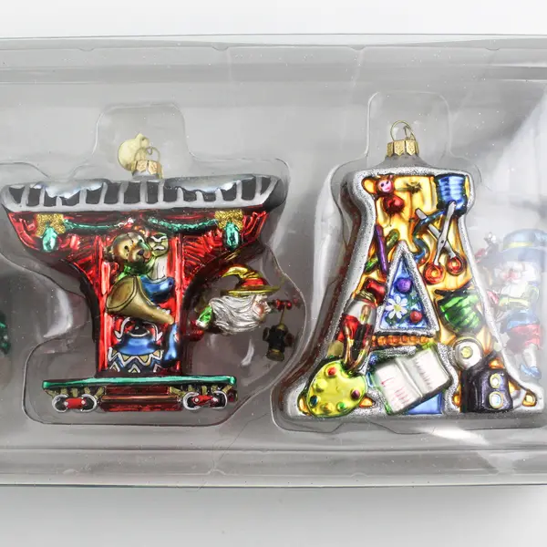  Dept 56 North Pole Series 15TH Anniversary Santa Glass Christmas Ornament Set