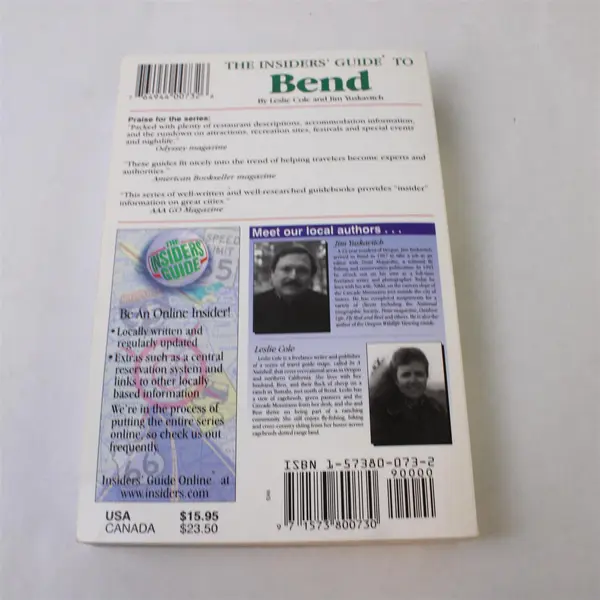 Insiders' Guide to Bend & Central Oregon Jim Yuskavitch Leslie D Cole 1999 PB