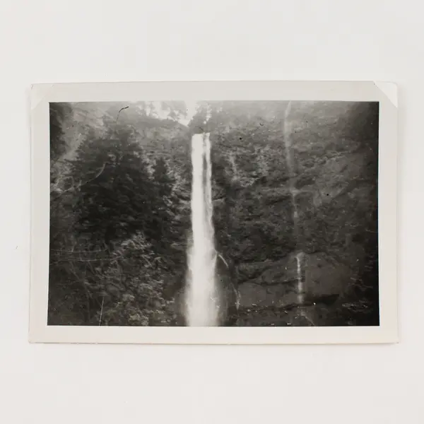 Vintage Upper Multnomah Falls Oregon Travel Snapshot Photo Columbia Gorge
