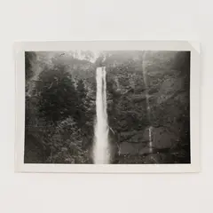 Vintage Upper Multnomah Falls Oregon Travel Snapshot Photo Columbia Gorge