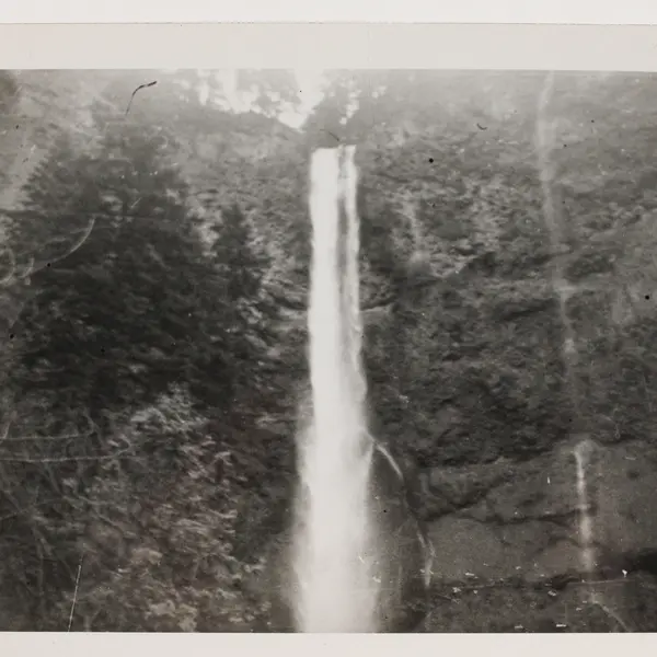 Vintage Upper Multnomah Falls Oregon Travel Snapshot Photo Columbia Gorge