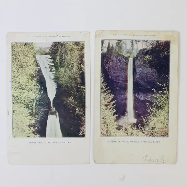 Lot Of 2 Columbia Gorge Oregon Color Postcards Bridal Veil Falls Latourell Falls
