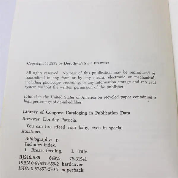 You Can Breastfeed Your Baby Even in Special Situations Dorothy Brewster 1979 PB