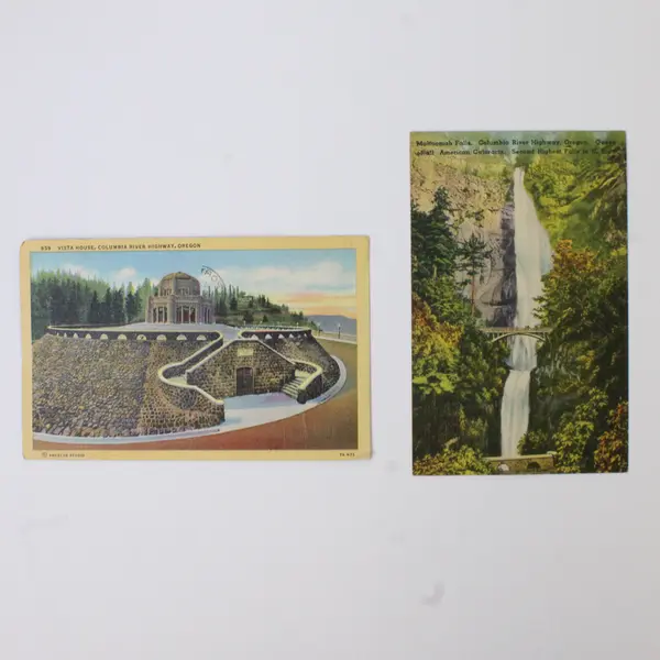 Lot Of 2 Columbia River Highway Oregon Postcards Vista House Multnomah Falls