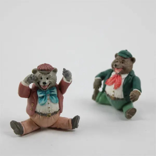 1992 Roosevelt Bears Grey & Black Bear Mini Toy Chest Set of 2 New