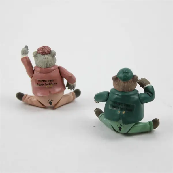 1992 Roosevelt Bears Grey & Black Bear Mini Toy Chest Set of 2 New