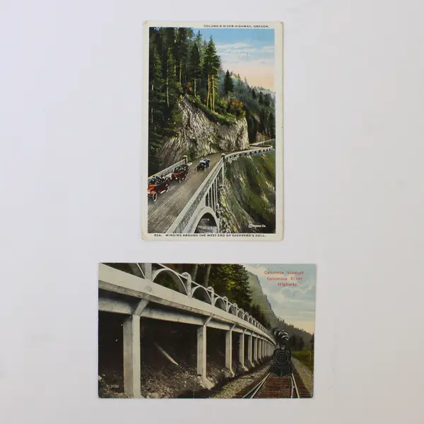 Lot Of 2 Columbia River Highway Oregon Litho Postcards 1917 German Messages