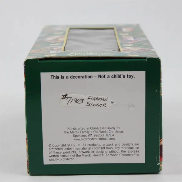 Old World Christmas Fireman Smoker Figurine 8" Hand-Painted New