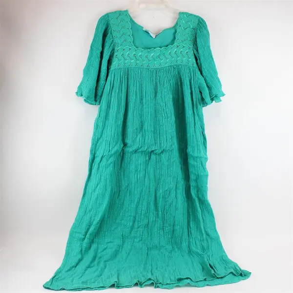 Vintage Comfort Exchange Women's XL-2X Teal Embellished Maxi Sleep/House Dress