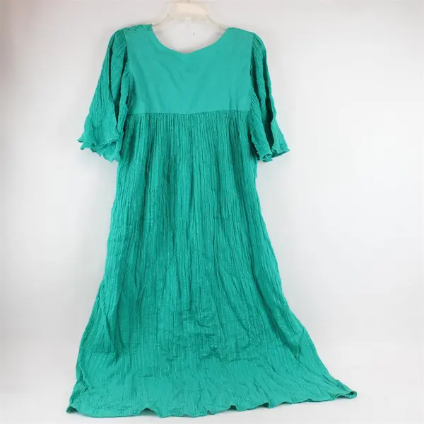 Vintage Comfort Exchange Women's XL-2X Teal Embellished Maxi Sleep/House Dress