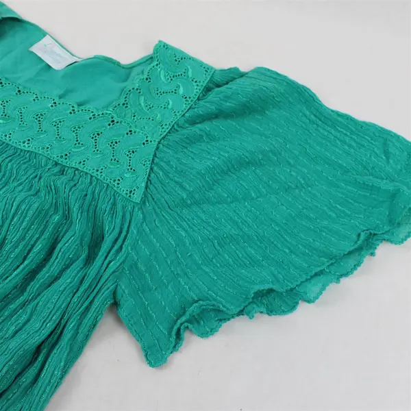 Vintage Comfort Exchange Women's XL-2X Teal Embellished Maxi Sleep/House Dress