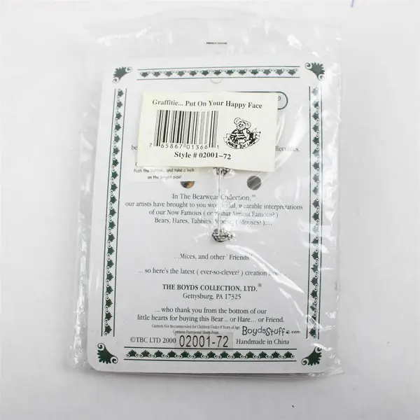 Boyds Bears Bearwear Graffiti 'Put On Your Happy Face' Pin 02001-72 NEW