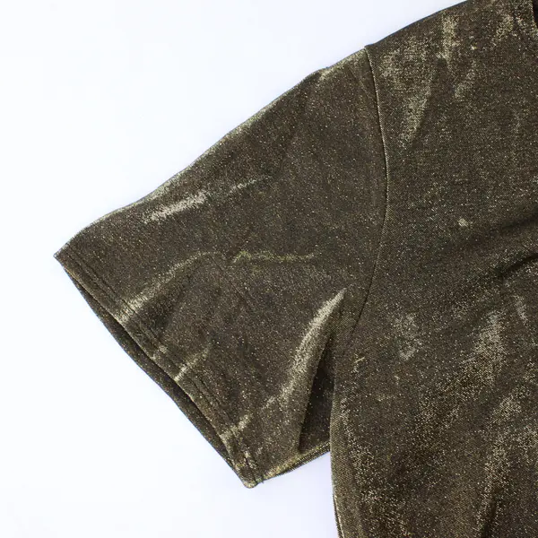 Vintage Nuart Women's 1X Gold & Black Metallic Shimmering Short Sleeve Shirt