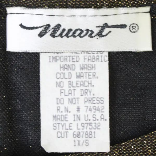 Vintage Nuart Women's 1X Gold & Black Metallic Shimmering Short Sleeve Shirt