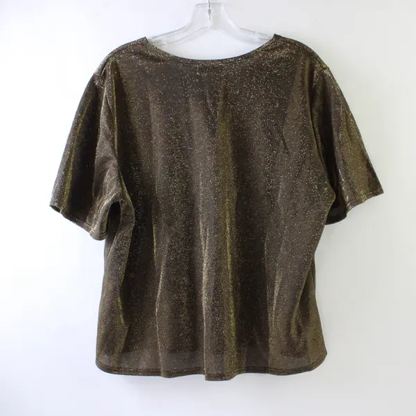 Vintage Nuart Women's 1X Gold & Black Metallic Shimmering Short Sleeve Shirt