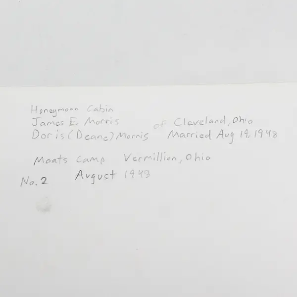 Vintage 1948 Photo Moats Camp No 2 Cabin Vermilion Ohio Doris Morris Honeymoon