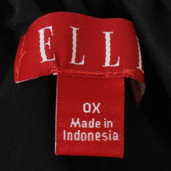 Elle Women's 0X Plus Black w/Bronze Dot Pattern Sheer Puff 1/2 Sleeve Blouse