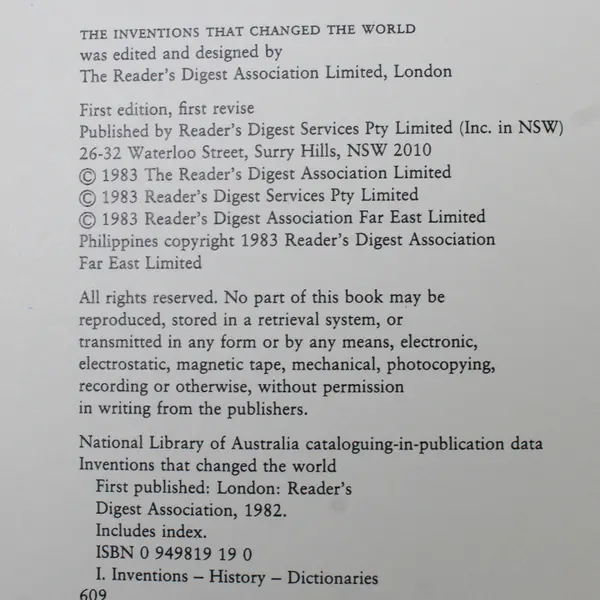 Reader's Digest The Inventions That Changed The World Illustrated Guide 1983 HC