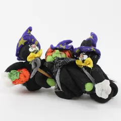 Lot of 3 Delton Product Corp Halloween Collectibles Witch 2 Black Cats