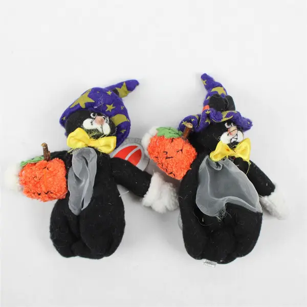 Lot of 3 Delton Product Corp Halloween Collectibles Witch 2 Black Cats