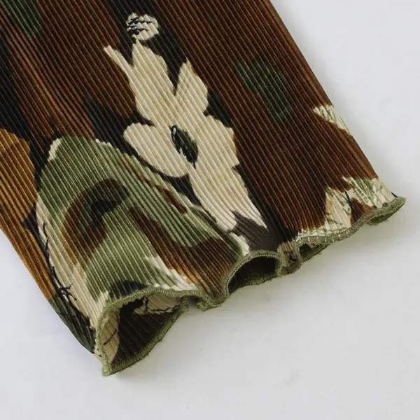 Vtg j.t.b. Women's XL Green Floral Crinkle Long Bell Sleeve Button Up Blouse