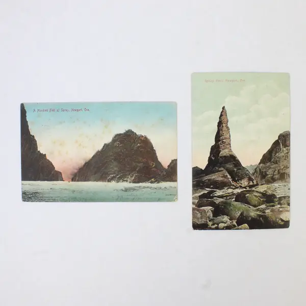 Lot Of 2 Newport Oregon Rock Formations Color Litho Postcards 1907 1909