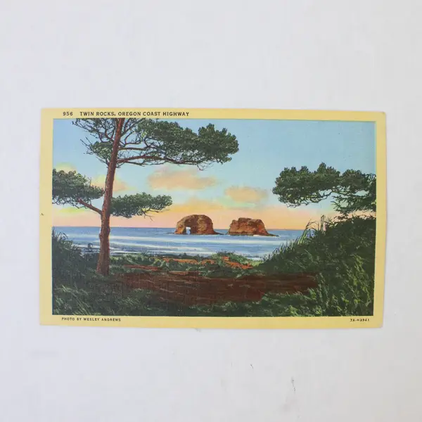 Lot Of 2 Oregon Coast Highway Color Litho Postcards Twin Rocks Sea Lion Caves
