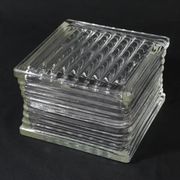 Unbranded Clear Glass Striped Glass Block Home Decoration 6" x 6" x 4"