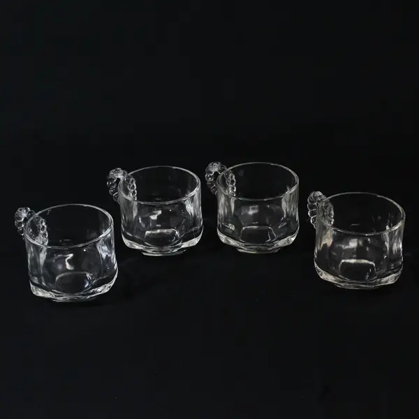 Lot Of 4 Hazel Atlas Orchard Matching Clear Glass Punch Cups 2.75" Tall