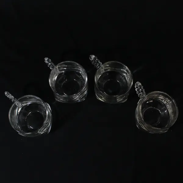 Lot Of 4 Hazel Atlas Orchard Matching Clear Glass Punch Cups 2.75" Tall