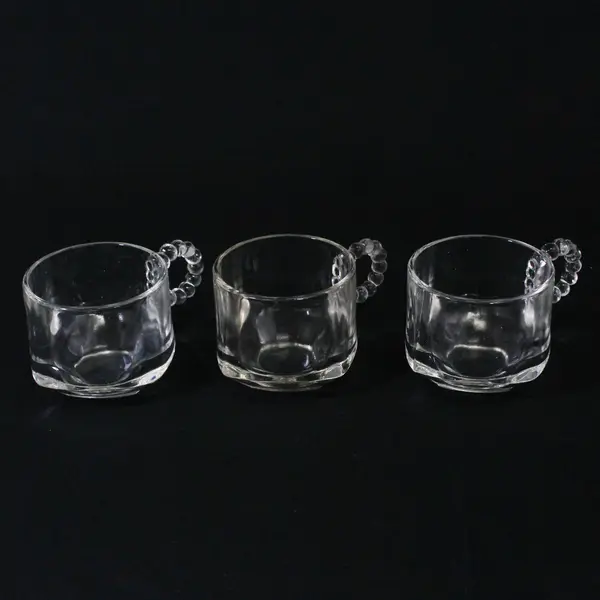Lot Of 3 Hazel Atlas Orchard Matching Clear Glass Punch Cups 2.75" Tall