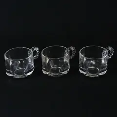 Lot Of 3 Hazel Atlas Orchard Matching Clear Glass Punch Cups 2.75" Tall