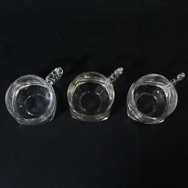 Lot Of 3 Hazel Atlas Orchard Matching Clear Glass Punch Cups 2.75" Tall