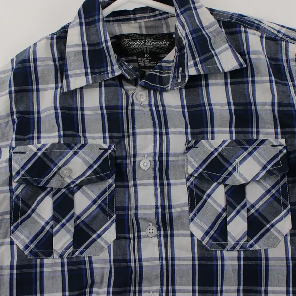 English Laundry Blue and White Plaid Button-Up Boys' Size 10