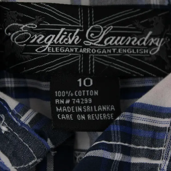 English Laundry Blue and White Plaid Button-Up Boys' Size 10