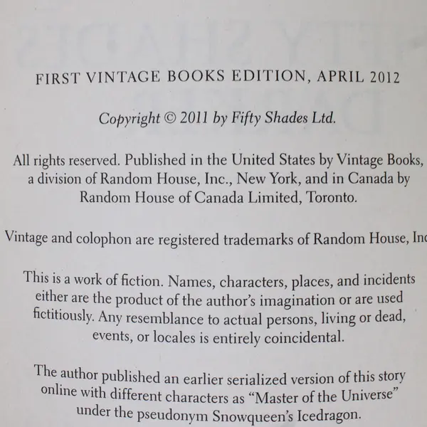 Lot of 2 E L James Novels Fifty Shades Series 2011 PB Fifty Shades Books I & II