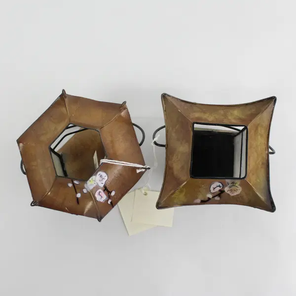 Lot Of 2 Enesco Small Japanese Style Cherry Blossoms Candle Holder Lantern 1999