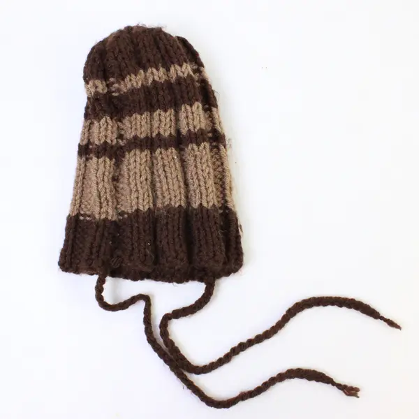 Lot of 2 Handknit Striped Baby Winter Beanie Hats