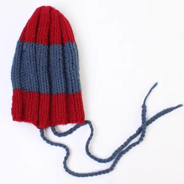 Lot of 2 Handknit Striped Baby Winter Beanie Hats