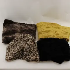 Mixed Lot of 4 Loop Scarves Knit and Fuzzy