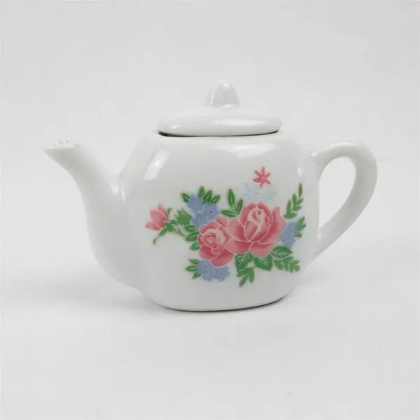 Vintage Porcelain Floral Play Tea Set Collectible Toy Tea Set