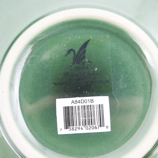 Lot Of 4 Lynns Matching Green Bamboo Patterned Ceramic Plates 8.5" Diameter