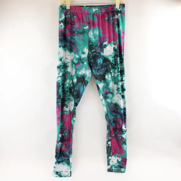Gold Medal International Pink and Green Splotch Leggings Women's Large