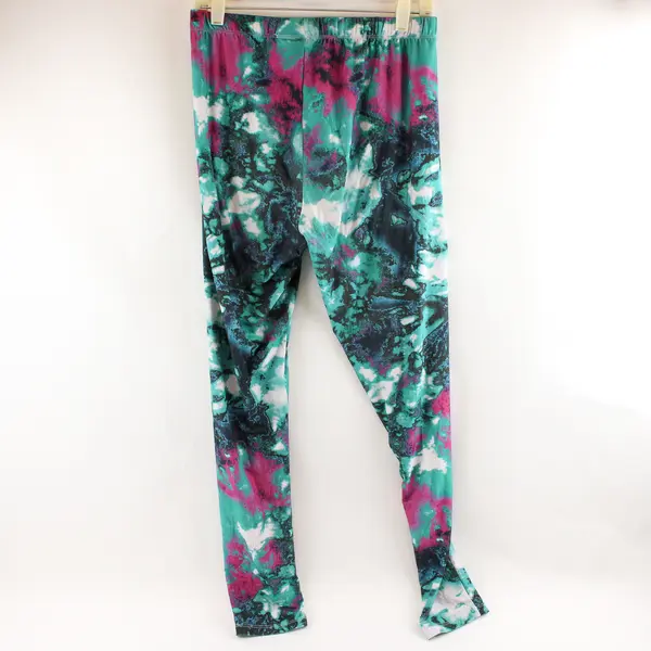Gold Medal International Pink and Green Splotch Leggings Women's Large