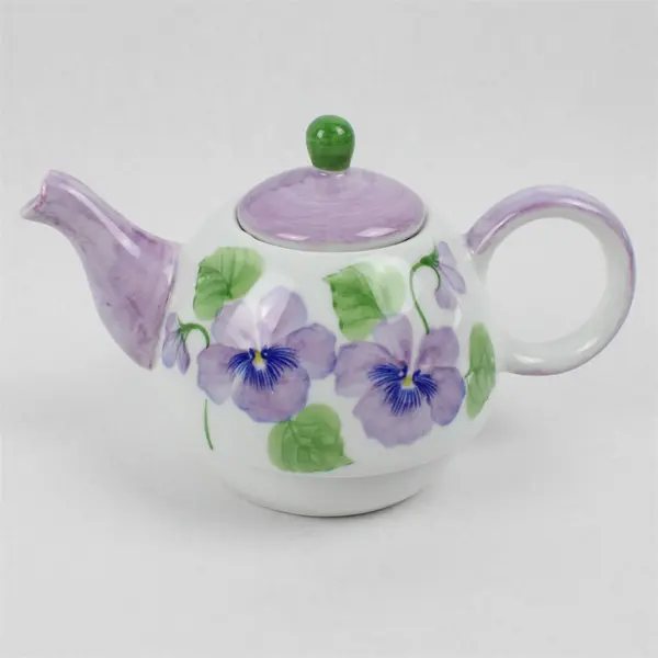 Vintage Andrea by Sadek Purple Pansy Porcelain Tea-for-One Teapot & Mug