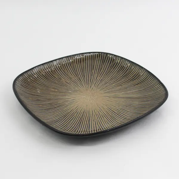 Target Brown Lotus Leaf Patterned Square Ceramic Plates 8.5"